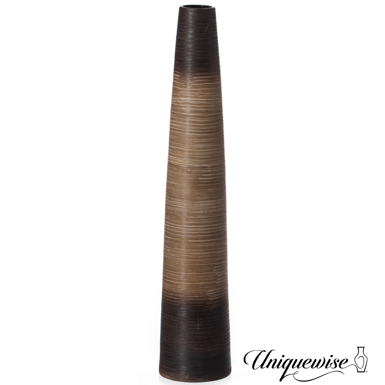 Tall Handcrafted Brown Ceramic Floor Vase - Waterproof Cylinder-Shaped Freestanding Vase, Ideal for Tall Floral Arrangements and as a Standalone Piece